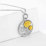 Sunflower Disc Necklace You Are My Sunshine S925 Sterling Silver 14K Gold Plated Wedding Jewelry for Women