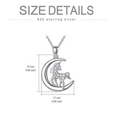 Sterling Silver Horse Necklace Lovely Animal Moon CZ Pendant Chain Fashion Jewelry for Women Teen Girl Friend Birthday Gift