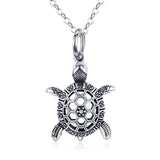 Silver Cute Vintage Sea Turtle Pendant Necklace