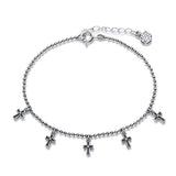 925 Sterling Silver Cross Charm Bracelet Setting Cubic Zirconia CZ Jewelry For Women