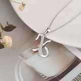 S925 Sterling Silver 26 Initial Letter Pendant Alphabet with CZ Necklace