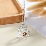 S925  Sterling Silver Heart Rose Necklace for Women, I Love You Forever Love Heart Flower Pendant Necklaces Mothers Day Gifts