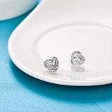 925 Sterling Silver Heart Stud Earrings with Crystals, Anniversary Valentine's Birthday Jewelry Gifts for Women