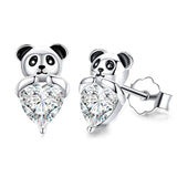 Silver Panda Stud Earrings