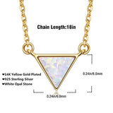 14K Gold Plated 925 Sterling Silver Triangle Created Opal Necklace for Women
