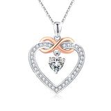 Silver Love Heart Infinity Pendant Necklace