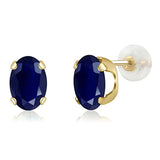 14K  Gold Blue Sapphire Stud Earrings