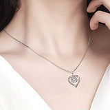925 Sterling Silver Engraved Double Love Heart Pendant Necklace Dainty Jewelry Gifts for Couple Girlfriend Wife Women
