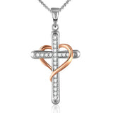 Love Heart Crucifix Cross Necklace