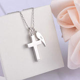 S925 Sterling Silver Angel Wing Cross Cremation Jewelry Memorial Keepsake Cross Urn Necklace for Women Men