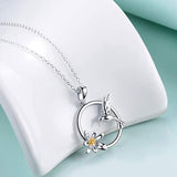 S925 Sterling Silver Hummingbird Lotus Pendant Necklace Jewelry for Women Teens Birthday Gift