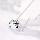  Silver Green Opal infinity necklaces