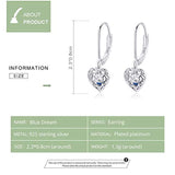 S925 Sterling Silver  Cute Love Heart Drop Earring Christmas Birthday Gifts for Teen Girls