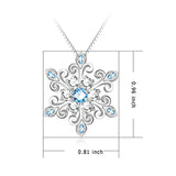 925 Sterling Silver Snowflake Pendant Necklace Blue and White Fleur De Lis, Romantic Jewelry Gift for Her Birthday