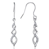 925 Sterling Silver Cubic Zirconia Celtic Knot Twist Infinity Earrings