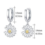 Daisy Earrings Sunflower Huggie Earrings Sterling silver Huggie Hoop Earrings Small Silver Hoop Earrings for Women