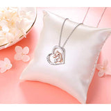 Sterling Silver I love you forever horse Animal Heart Pendant Necklace for Women