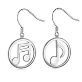 Silver Music Themed Music Clef Drop Earrings 