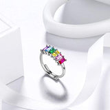 925 Sterling Silver Gay Pride adjustable ring Rainbow Jewelry