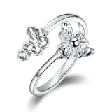 925 Sterling Silver Animal Rings Hollow Carving Bee Adjustable Rings Insect Open Rings for Girls and Women