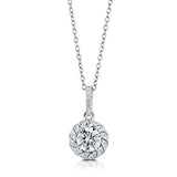 Rhodium Plated Sterling Silver Solitaire Anniversary Wedding Pendant Necklace Made with Swarovski Zirconia Round