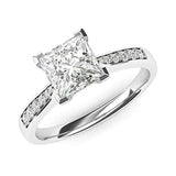 14k White Gold 1.5ct Simulated Princess Cut Natural Diamond Engagement Ring with Promise Bridal Ring