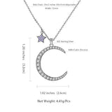 Moon Jewelry Women 925 Sterling Silver star Necklace Cresent Moon Birthday Gift