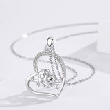 Sterling silver Sloth Necklace Love Heart Cute Two Slothes Pendant Jewelry Gift for Women