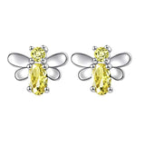 Silver Cute CZ Bee Stud Earrings