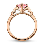 Rose Gold Plated Sterling Silver Solitaire Promise Engagement Ring Made with Swarovski Zirconia Morganite Color Round