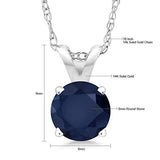 14K Gold Blue Sapphire Pendant Necklace For Women