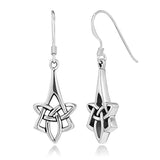925 Sterling Silver Long Drop Trinity Celtic Knot Symbol Irish Jewelry Dangle Earrings