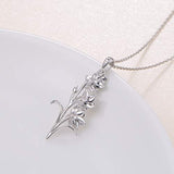 925 Sterling Silver Flowers Daffodil Pendant Necklace for Women