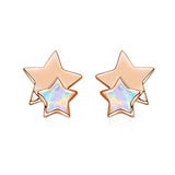 Silver Star Opal Earrings Studs  Earrings