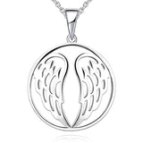 Silver Guardian Angel Wings Pendant Necklace 