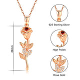Rose Flower Necklace S925 Sterling Silver CZ Jewelry Gifts for Women Girlfriend