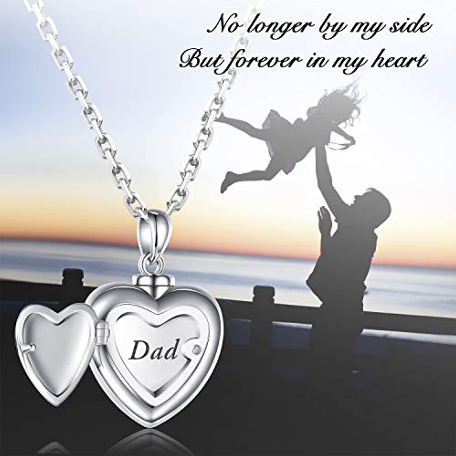 Mini Heart Urn Necklace for Ashes Cremation Jewelry Memorial Ashes Keepsake  Pendant- Dad No Longer by My Side. But Forever in My Heart - Walmart.com