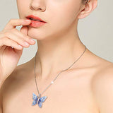 Silver Blue Butterfly Pendant Necklace 