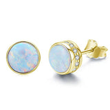Gold Plated White Opal Earrings