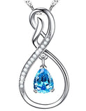Silver CZ Infinity Natural Swiss Blue Topaz  Necklace Pendants