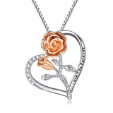 Rose Flower Heart Necklace
