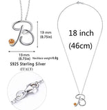 925 Sterling Silver Initial Letter pendant Necklace for Women Cursive Script Name Pendant Jewelry Gift (Letter B)