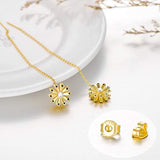 925 Sterling Silver Daisy Threader Earrings Stud Threader You are My Sunshine Two Tone Jewelry for Women