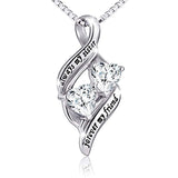Always My Sister Forever My Friend 925 Sterling Silver Double Love Heart Necklace, Box Chain 18