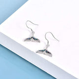 Mermaid Dangle Earrings for Women, 925 Sterling Silver Whale’s Tail Drop Earring Abalone Shell Jewelry for Girlfriend Daughter