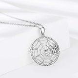 Halloween Sterling Silver Spider Web Pendant Necklace Jewelry Gift for Women