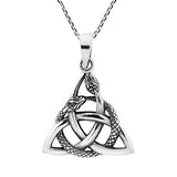 Silver Snakes Triquetra or Trinity Knot Necklace