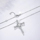 S925 Sterling Silver Forever Love Heart White Pearl Pendant Necklace for Women