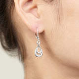 925 Sterling Silver Cubic Zirconia Double Infinity Symbol Dangle Leverback Earrings