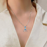 Luck Irish Celtic Knot Cross Necklace Sterling Silver Created Opal Faith Hope Love Jewelry for Women Teens Birthday Gifts